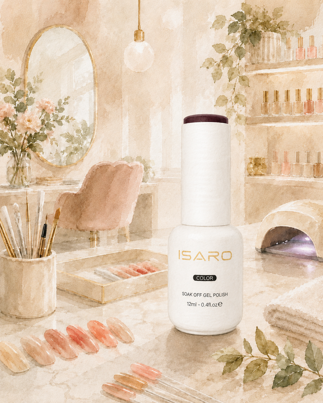 ISARO manicure detail with refined green nails