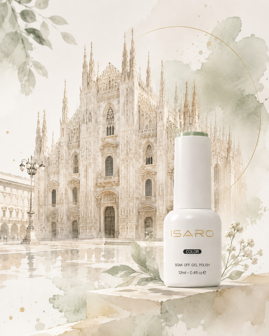 ISARO professional nail products in a refined neutral setting
